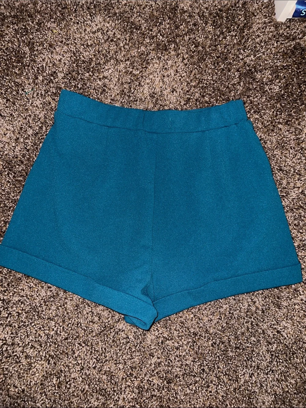Sincerely Jules Teal High-Waist Knit Shorts